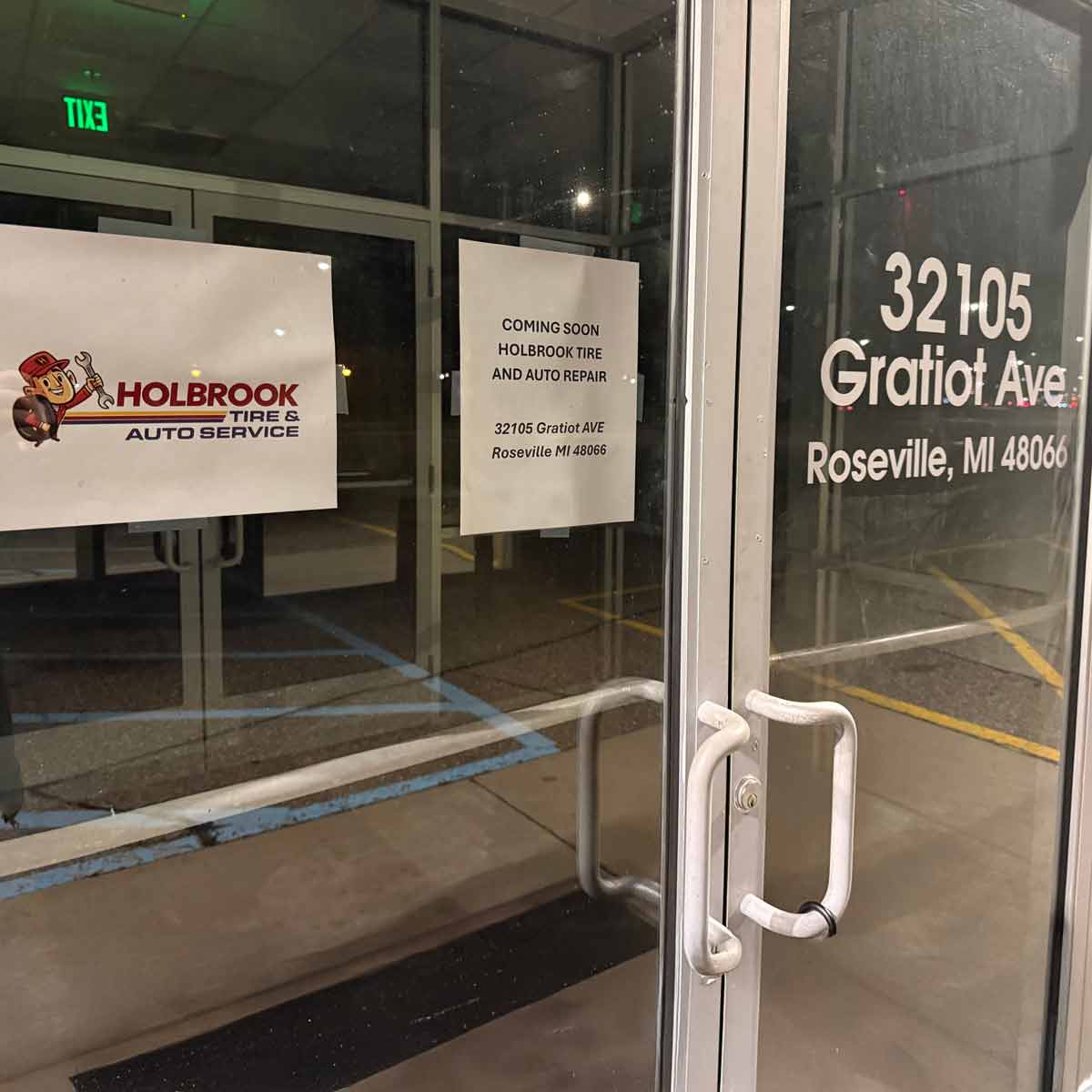 Holbrook Tire & Auto Service office door