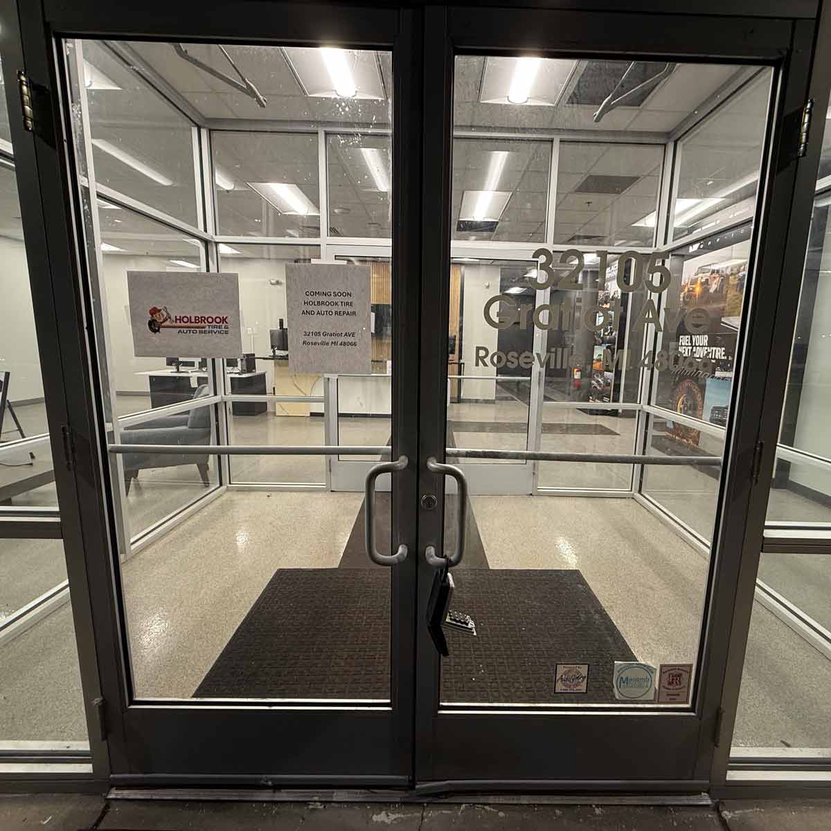 Holbrook Tire & Auto service entrance to auto repair shop